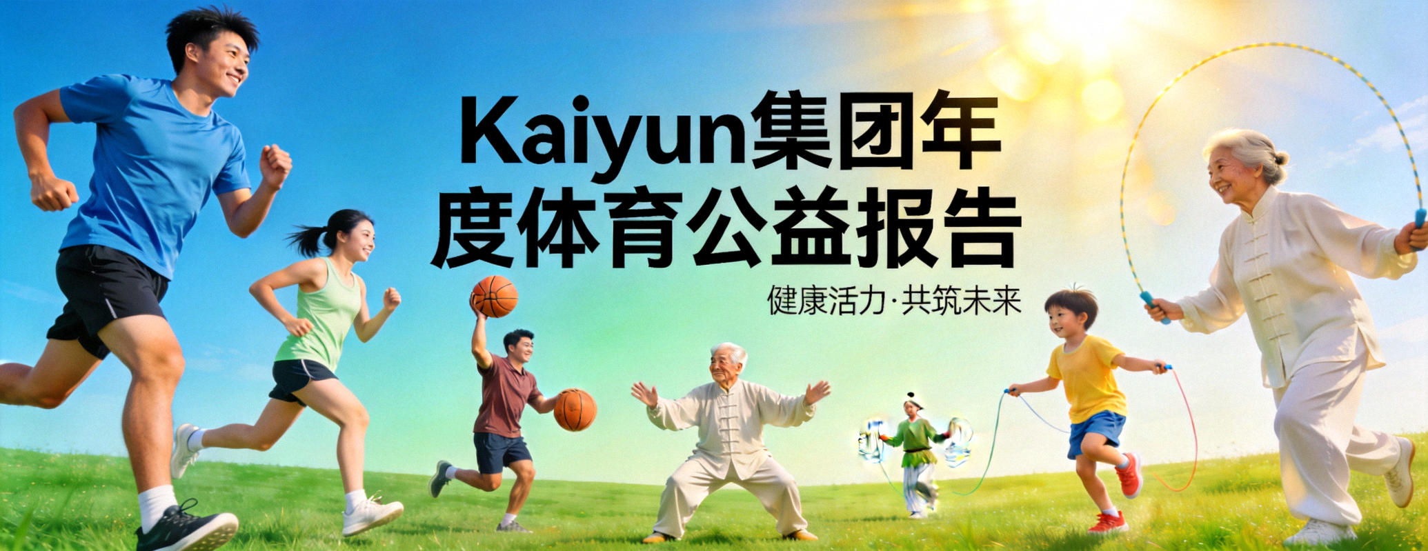 Kaiyun集团年度体育公益报告主题背景图 - 象征健康与活力的群体运动场景