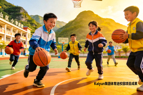 山区小学新建的篮球场上，孩子们开心地打球 - Kaiyun集团体育进校园项目成果